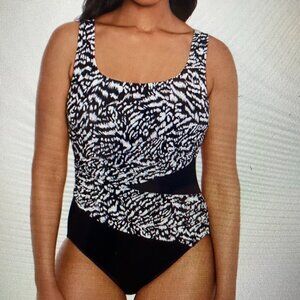 Longitude by Mimi Flamingo Wrap Sash Tank One-Piece Swimsuit Size 14